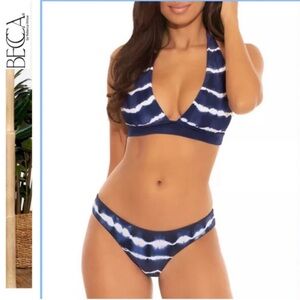 Becca | Marina | Iconic Tie Dyed Textured Rib Hipster Swimsuit | L